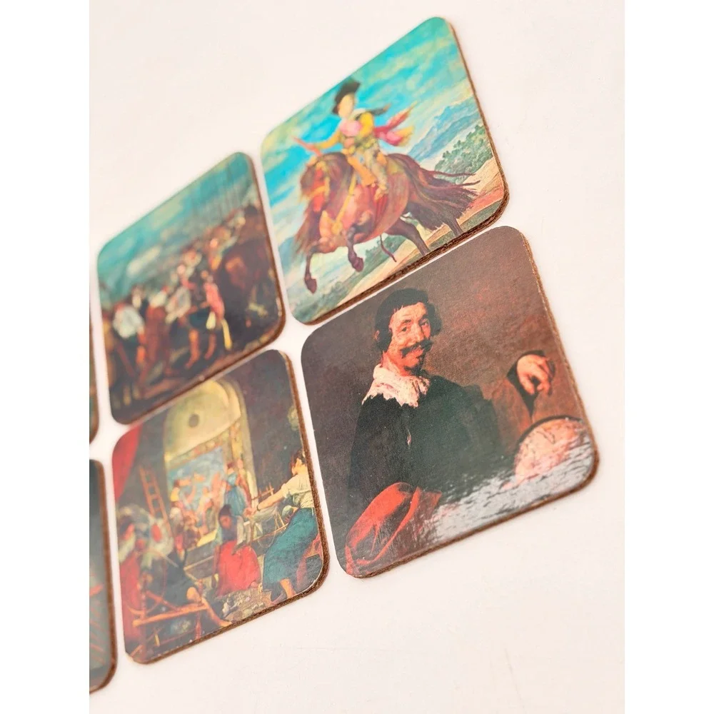 Vintage Diego Velazquez Fine Art Cork Coasters Set of 6 Spanish Baroque Painting